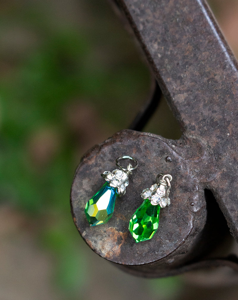 Designer preciosa crystal drop hanging button-Green