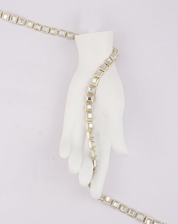 Water Gold Plated White Small Square stones Plastic base Chain
