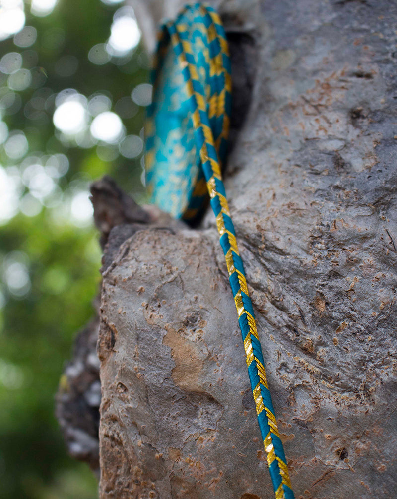 Thin golden Lace-Sea Green