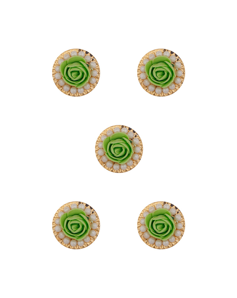 Plastic rose base button-Green
