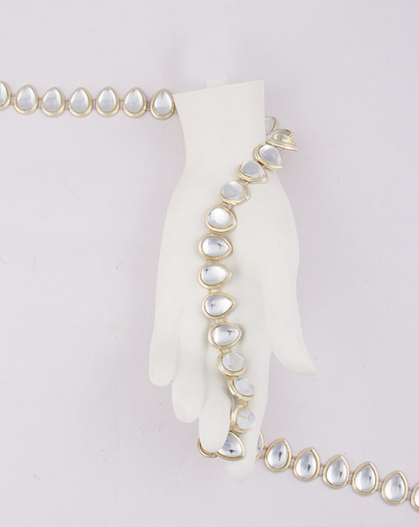 Water Gold Plated Droplet white stones Plastic base Chain