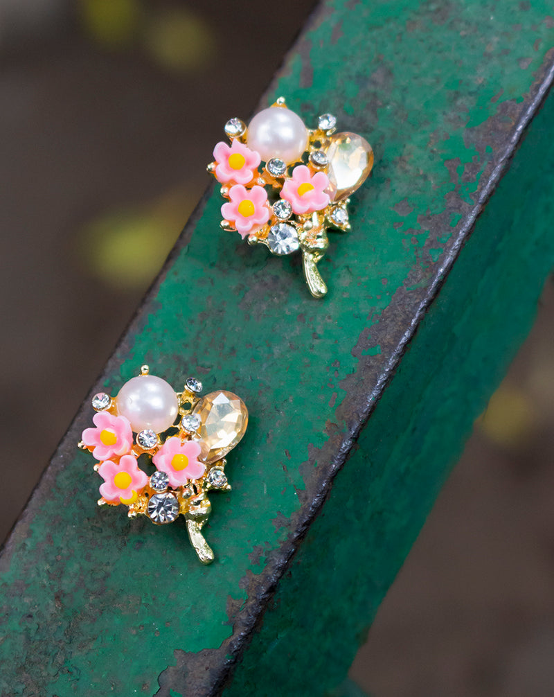 Designer Floral Metal Button-Peach