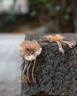 Shining Sequins and Rhinestone Flower Button-Pink