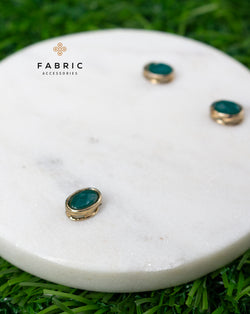 Metal kundan stone for embroidery, crafts and jewellery making-Oval-Green