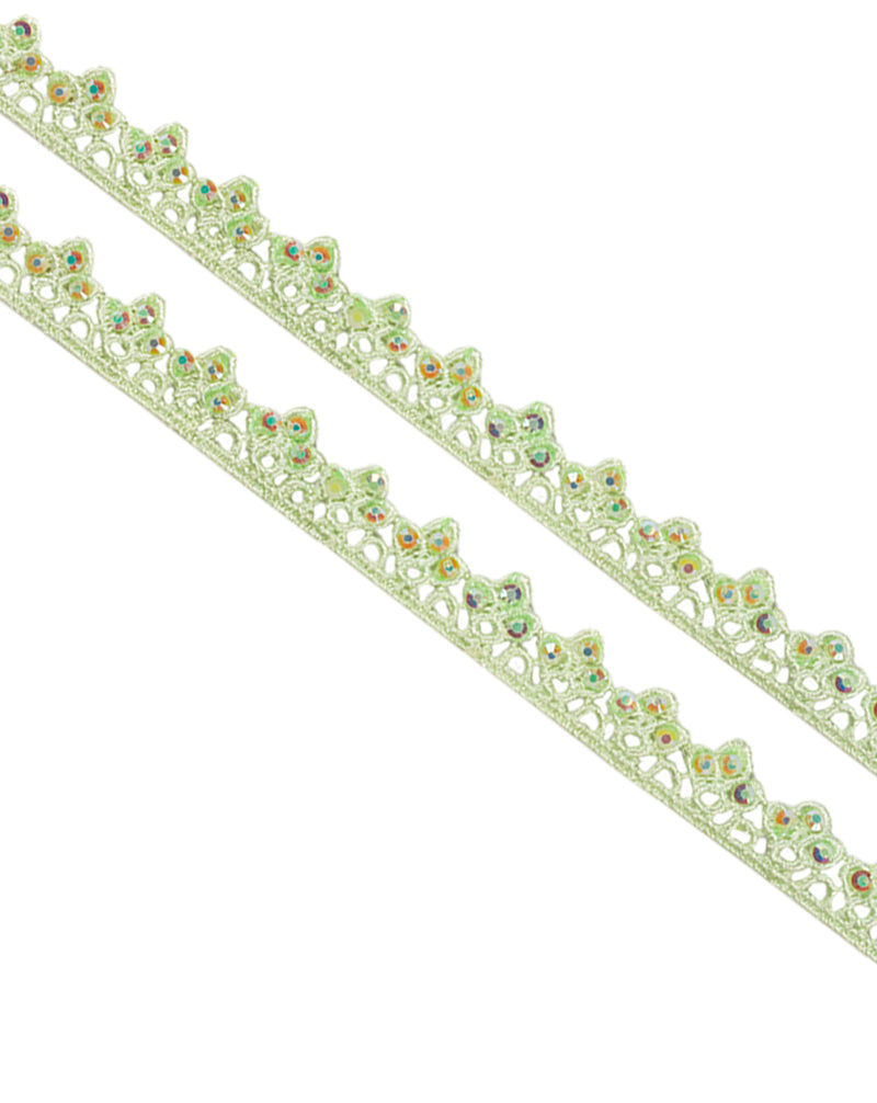 Cotton Lace with stone work Lace Border-Light Green