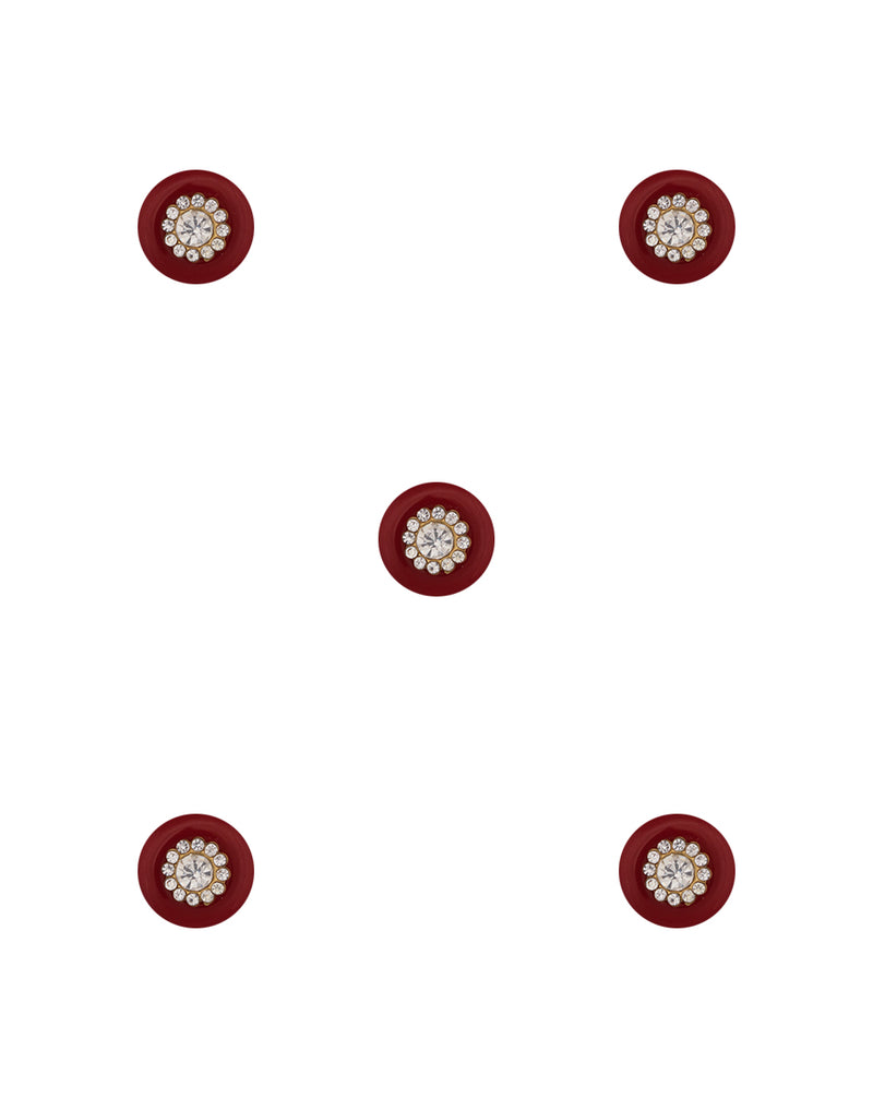 Round Button with rhinestones inserts-Maroon