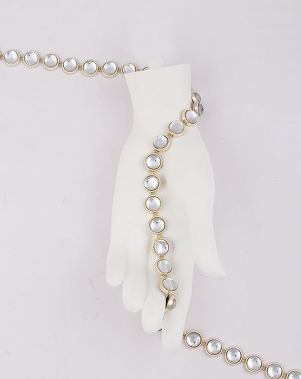 Warer Gold Plated white stones Plastic base Chain