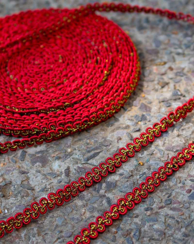 Thin twisted lace border-MAROON