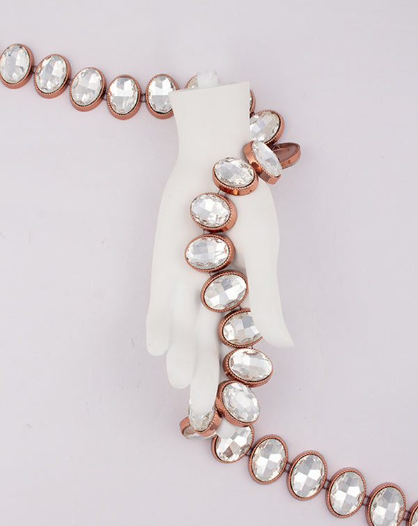 Copper Plated Oval White Big Stones Plastic base Chain