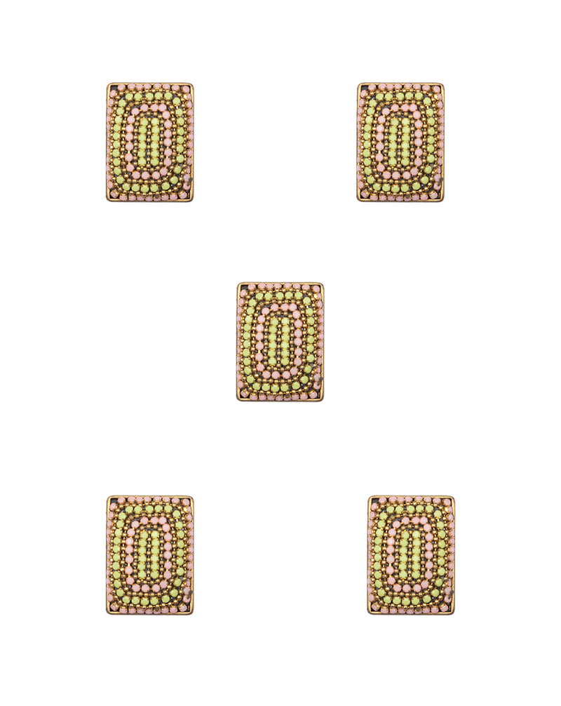 Designer studded metal buttons with embellishments-Pink&Green