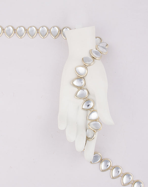 Water Gold Plated Big White Stones Plastic Base Chain