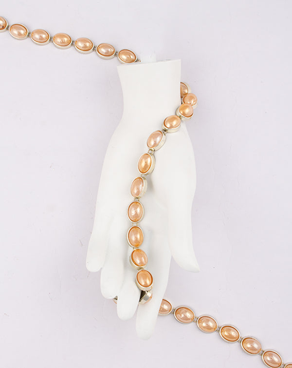 Water Gold Plated Peach Oval Stones Plastic base Chain