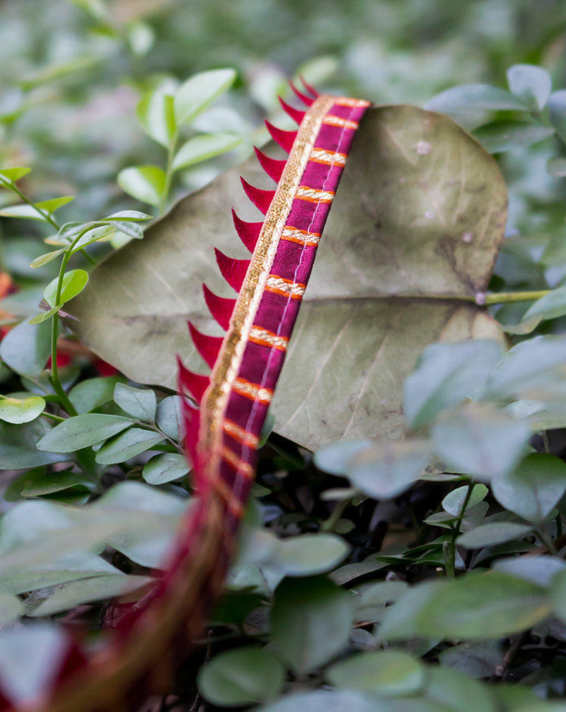 Traditional triangle with gota insert lace-Maroon