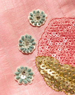 Handmade french knot and sequins patch-Blue