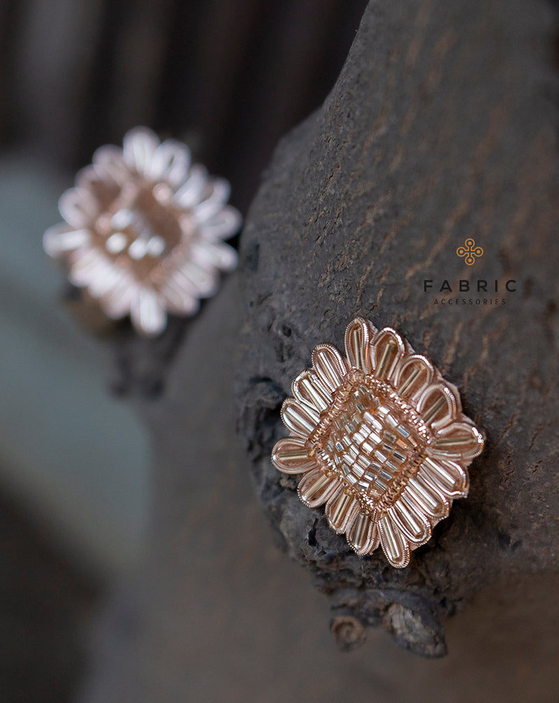 Handmade Bugle bead Embellished Patches-Rose Gold