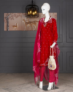 Hand Embroidered Peackock Potli -Beige