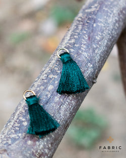 Handmade small thread tassel with rings tassel/ latkan-Sea Green
