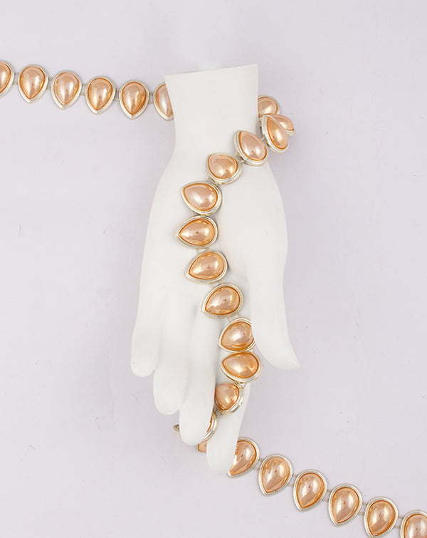 Water Gold Plated Peach Stones Plastic Base Chain