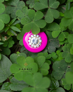 Round Button with rhinestones inserts-Pink