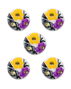 Niisa Button - Purple & Yellow