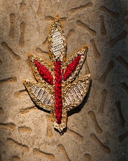 Handmade embroidery Leaf Booti-Maroon